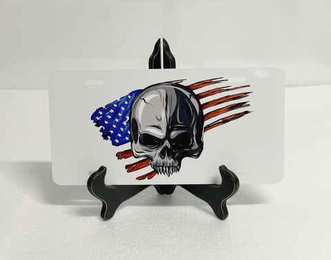 Skull America License Plate Art 6"x12"