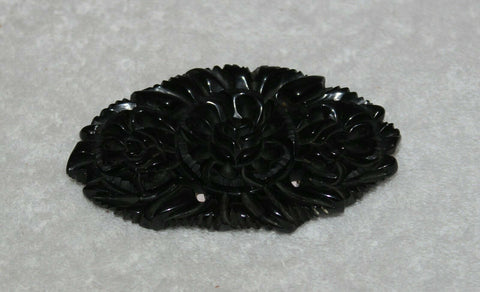 Bakelite Black Rose Pin Brooch