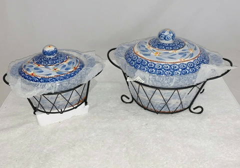 Temp-tations Ceramic Old World Pattern Casserole Lidded Pots