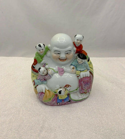 Chinese Buddah With Babies Fertility Porcelain Figure