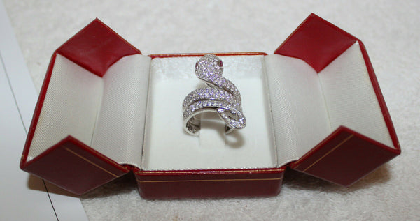 14K Diamond & Ruby Stone Snake Ring