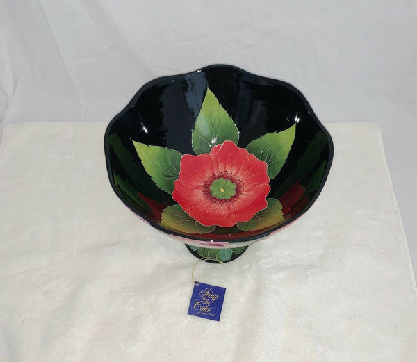 J.W. Call Blue Sky Pedestal Floral Bowl