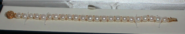 14K Gold Cultured Button Pearl Bracelet 7 1/4"