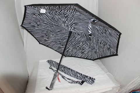 Better Brella Ribbed Automatic Wind Proof Reversible Open Umbrella Zebra