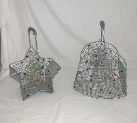 Christmas Holiday Wire Baskets Decorated