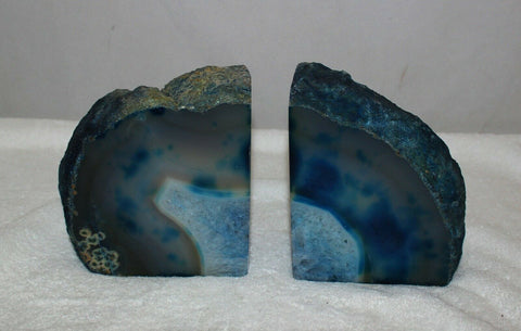 Blue Geode Agate Stone Book Ends 6"