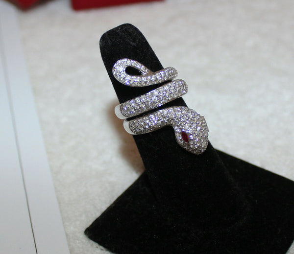 14K Diamond & Ruby Stone Snake Ring