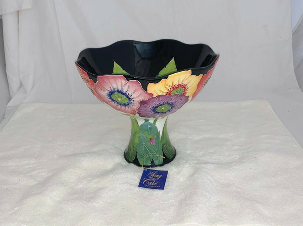 J.W. Call Blue Sky Pedestal Floral Bowl