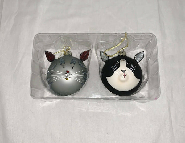 Cat Christmas Glass Ornaments