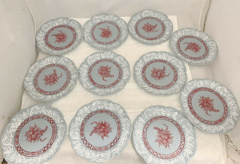 Ceramic France Hand Painted Rose Floral Dinner Plates