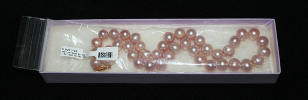 14KT 10-11MM Pale Lavender Round Fresh Water Pearl Necklace 18"