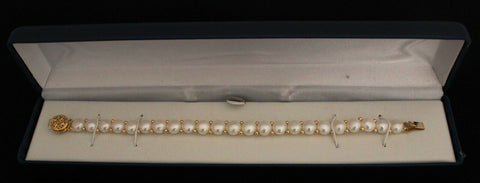 14K Gold Cultured Button Pearl Bracelet 7 1/4"