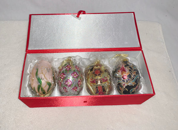 Joan Rivers Glass Egg Christmas Ornaments
