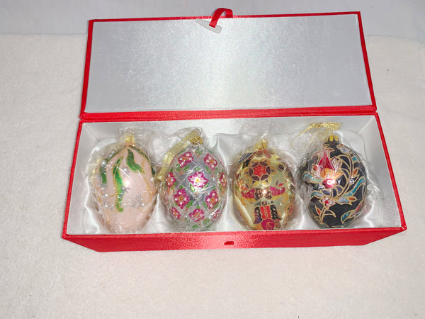 Joan Rivers Glass Egg Christmas Ornaments